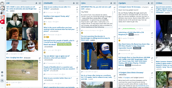 Deck per Reddit offre un layout di colonne simile a Tweetdeck per i subreddit