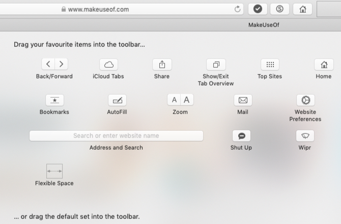 personalizzare le opzioni della barra degli strumenti in Safari su Mac