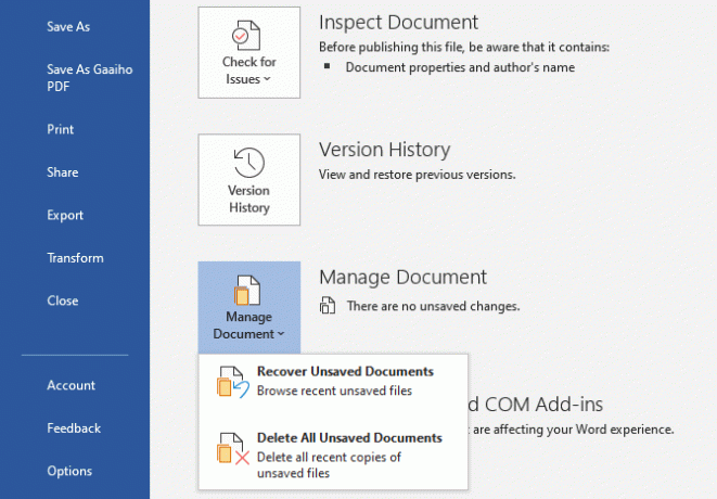 Microsoft Office 2019 recupera i documenti non salvati