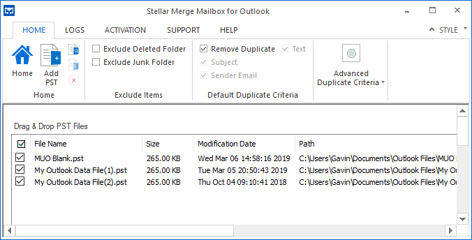 unione stellare mail outlook pst merge