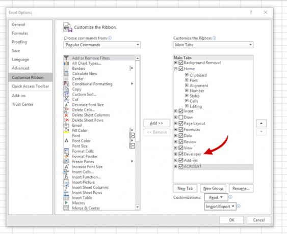 Come sbloccare la scheda Sviluppo nascosto in Excel Excel Developer1