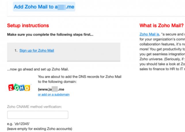 installa Zoho Mail usando la configurazione con un clic in iwantmyname.com