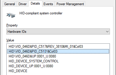 ID hardware di Gestione dispositivi