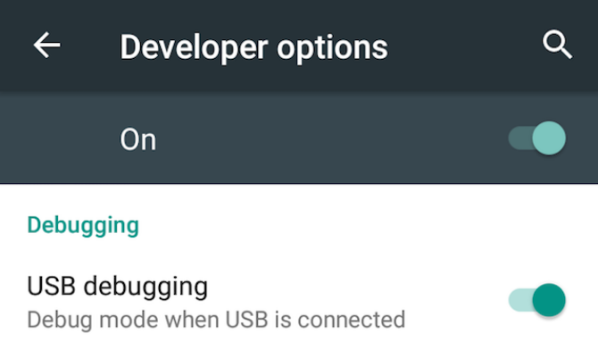 abilita il debug USB su Android