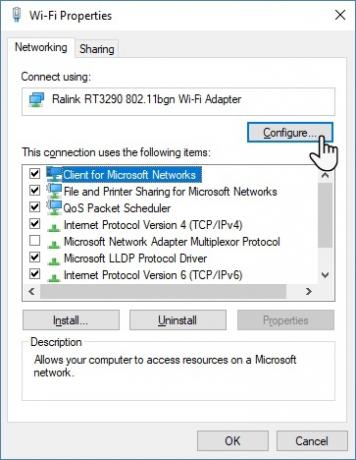 Come disattivare il Wi-Fi quando si collega Ethernet in Proprietà WiFi di Windows 10