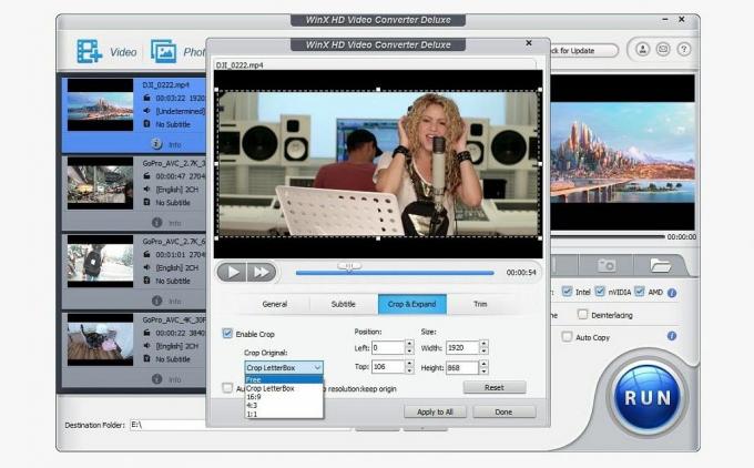 Ritaglio di video su WinX HD Video Converter