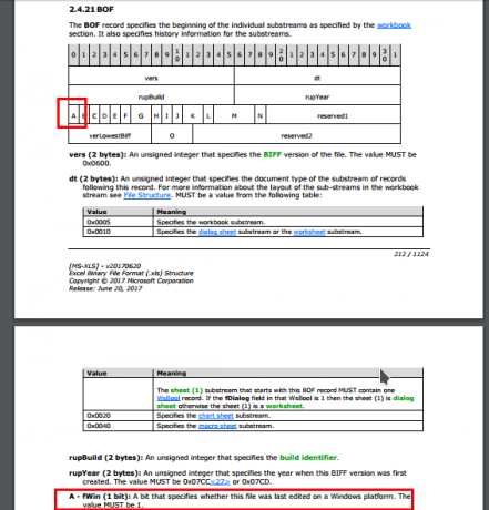 formati di file xls bof