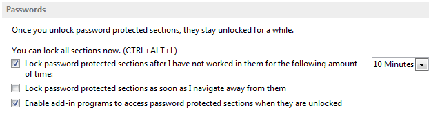 OneNote 2013 Modifica impostazioni password