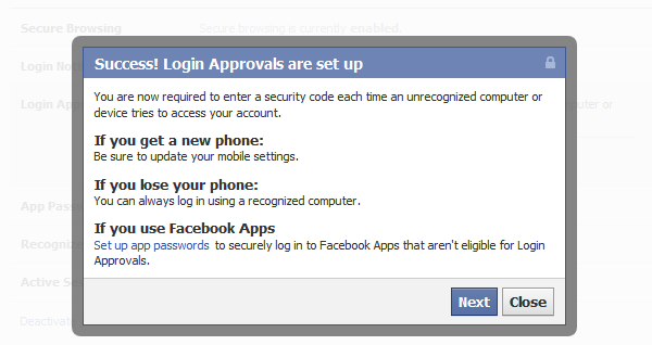 approvazioni di accesso a facebook