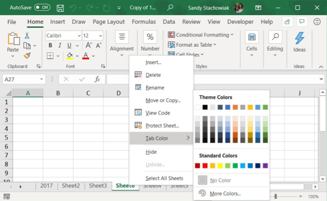 Scheda Colore Excel