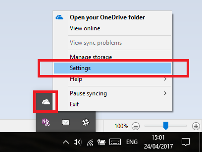 impostazioni di onedrive windows 10