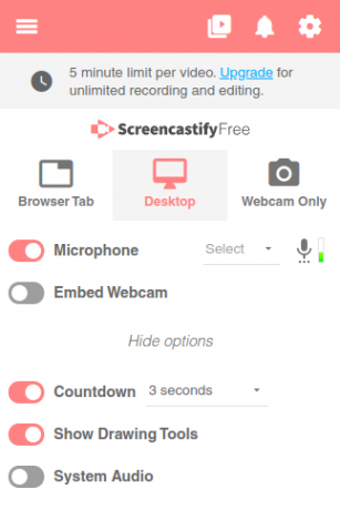 screencastify strumento di registrazione audio per Chromebook