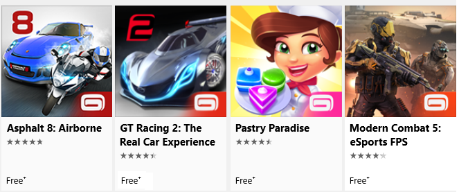 gameloft windows store app