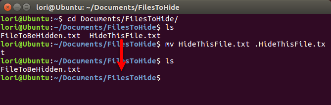 Nasconde un file usando il Terminale in Linux