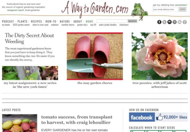 A Way to Garden di Margaret Roach è uno dei migliori siti Web e blog di giardinaggio su Internet, con molti strumenti gratuiti e un podcast