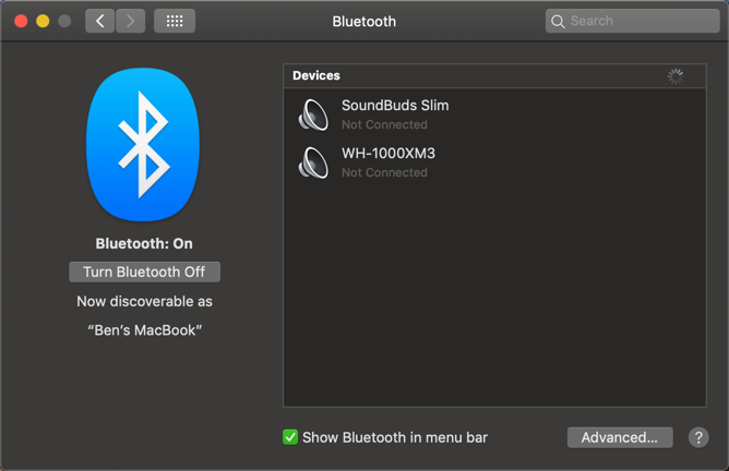 Impostazioni Bluetooth per Mac