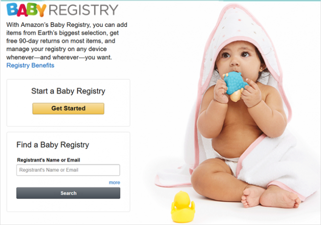 Registro di Amazon baby principale