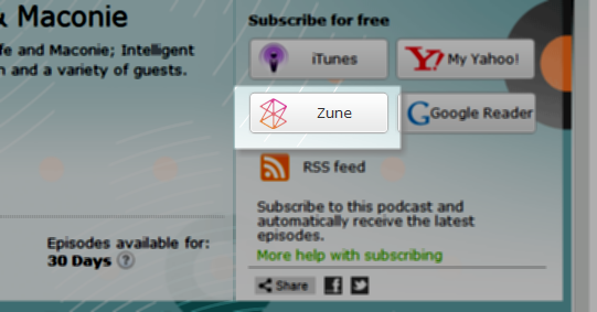 software di gestione podcast di zune