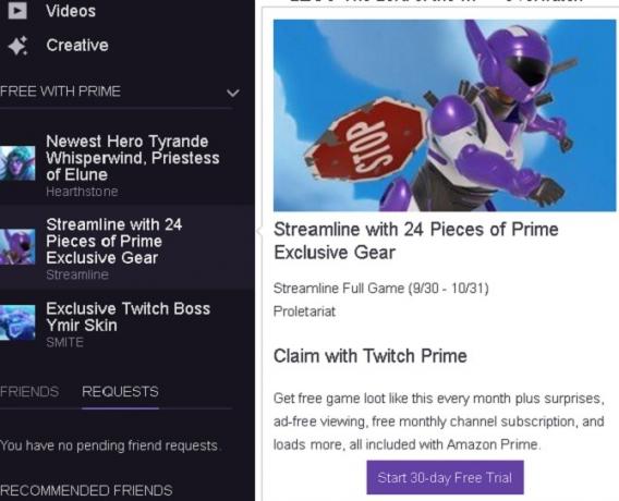 Prova gratuita di Twitch Prime