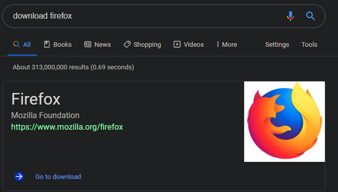 Link per scaricare Firefox da Google