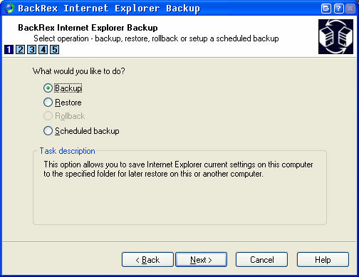 Backup e ripristino delle impostazioni del browser di Internet Explorer iebackup1