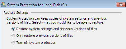 Attiva la protezione del sistema in Windows 7