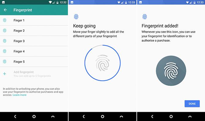 Schermata di blocco delle impronte digitali Android