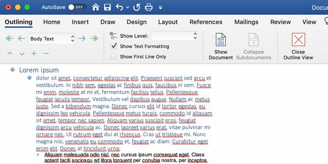 Come scrivere un ebook: vista Struttura di Microsoft Word