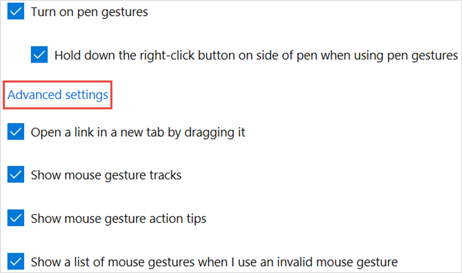 gesti del mouse impostazioni avanzate microsoft edge