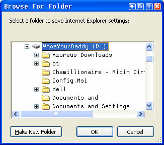 Backup e ripristino delle impostazioni del browser di Internet Explorer iebackup3