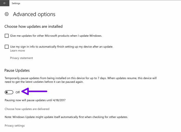 Windows 10 Creators Update introduce il nuovo pulsante Pausa Update Windows 10 Creators Pause Update