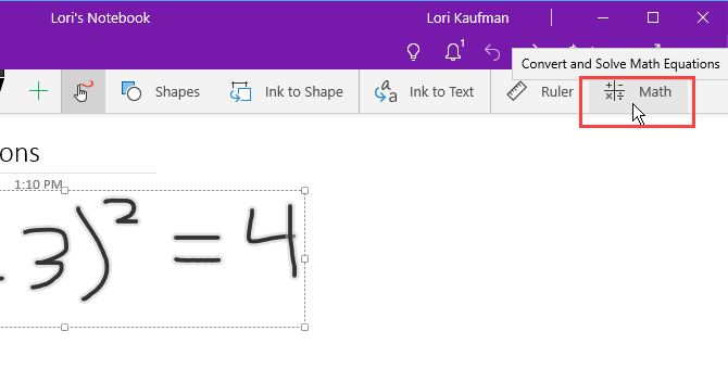 Fai clic su Matematica nella scheda Disegna