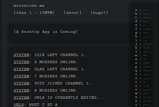 Chat di codice Morse di Morsecodeme