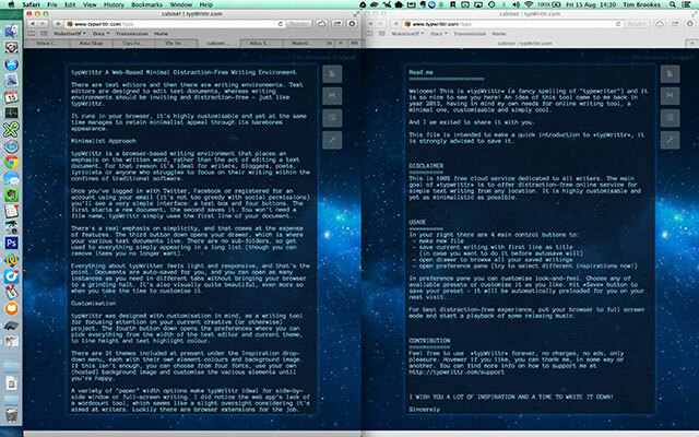 typWrittr: un ambiente di scrittura personalizzabile e privo di distrazioni nel browser affiancato