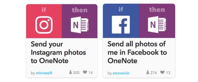 Integrazioni sociali OneNote con esempio di funzionalità IFTTT