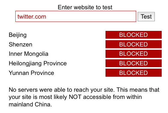 elenco di siti Web bloccati nella Repubblica popolare cinese