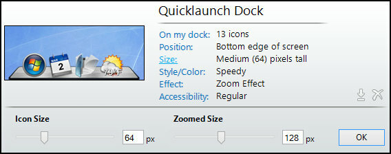 ObjectDock: personalizza rapidamente il tuo desktop e aumentane la funzionalità [Windows] Impostazioni ObjectDock Dimensione home