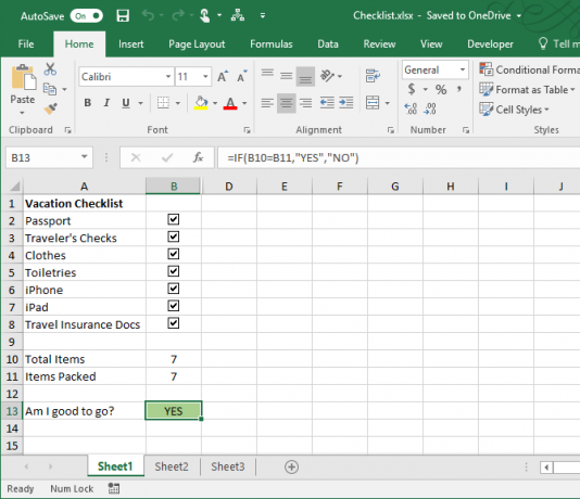 aggiungi una lista di controllo Excel