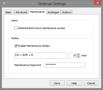 11 Scheda Manutenzione - Impostazioni Deskman