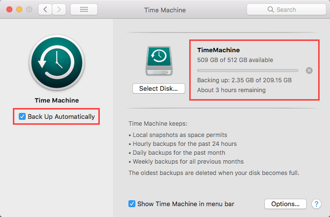 Backup in Time Machine