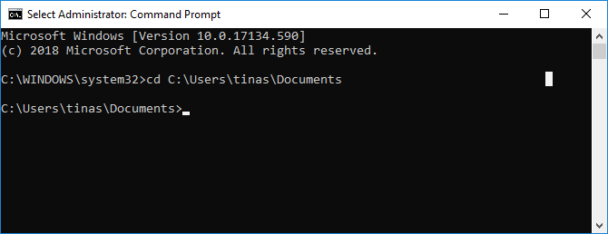 Passare al percorso del file nel prompt dei comandi di Windows.