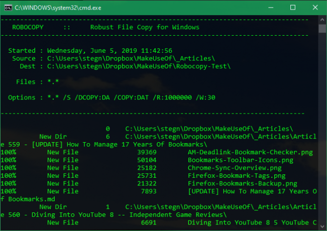 Esempio di Windows Robocopy