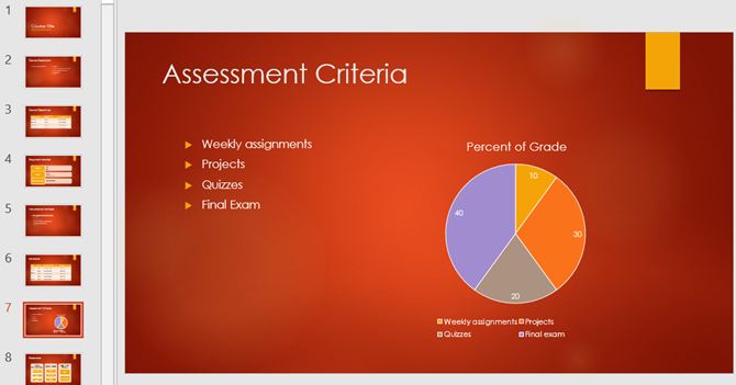 modello powerpoint - panoramica del corso accademico