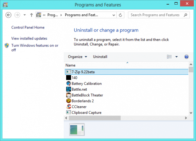 disinstallare i programmi nei programmi e presenti su Windows 8.1