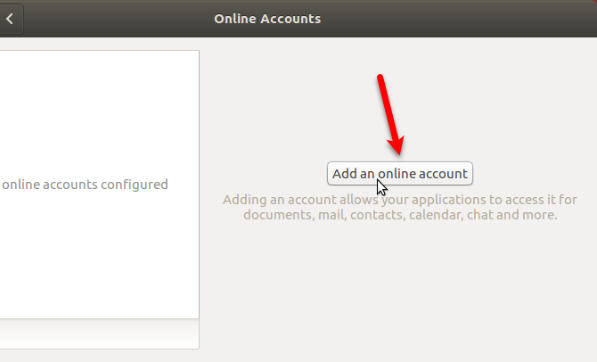 Aggiungi un pulsante di account online in Ubuntu