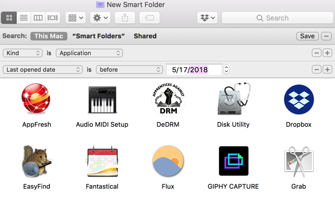 App non aperte per cartelle smart Mac