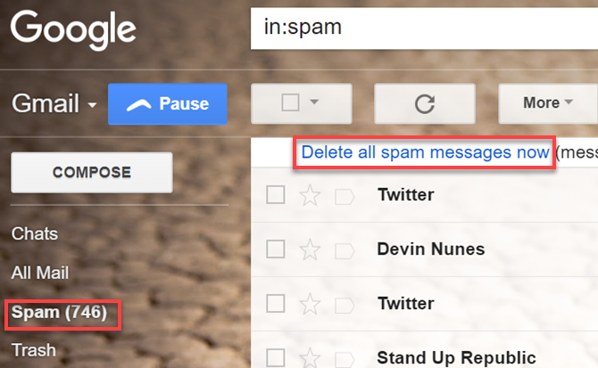 Elimina lo spam di Gmail