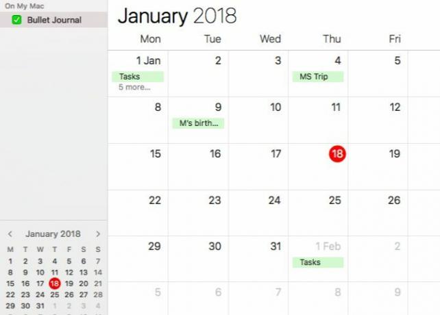 Utilizzo di Calendar per un journal bullet su Mac