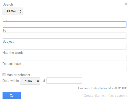 ricerca avanzata di Gmail