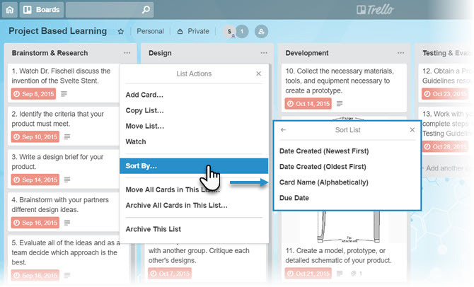 Ordina le carte Trello con un clic